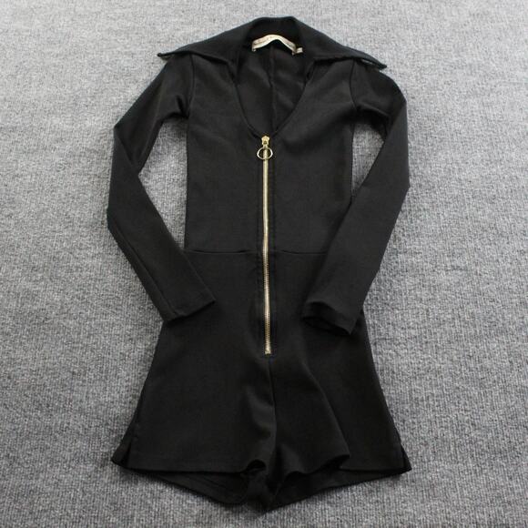 Stoned Immaculate Romper Womens XS Zip Disco Jumpsuit Black Retro Quiet Luxury - Picture 5 of 15